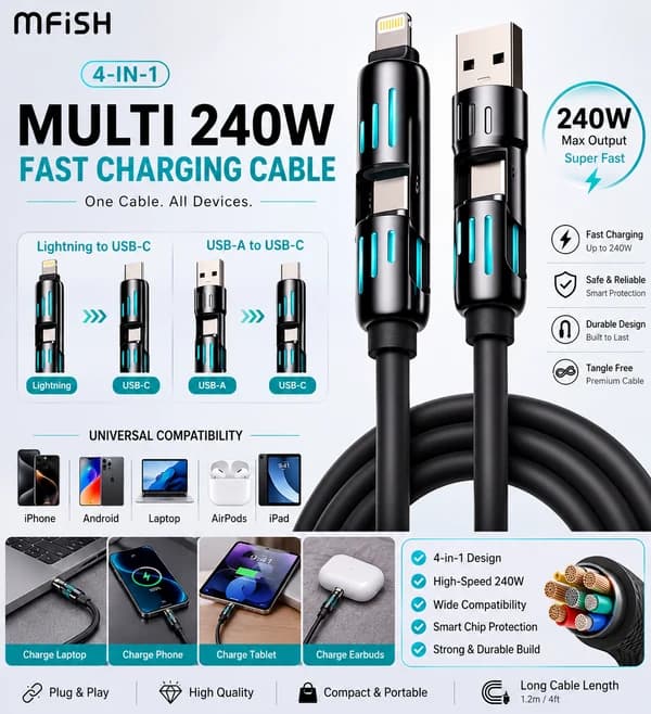 4 in 1 Multi USB Charging Cable
